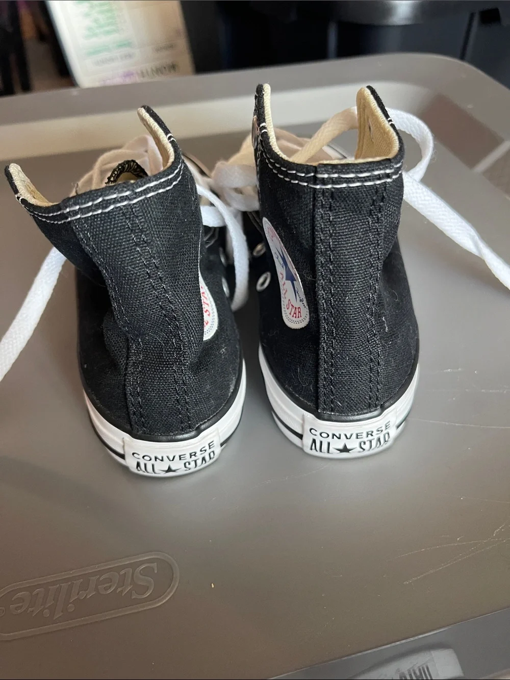 Kids 11 Converse Black and White High-Top Sneakers